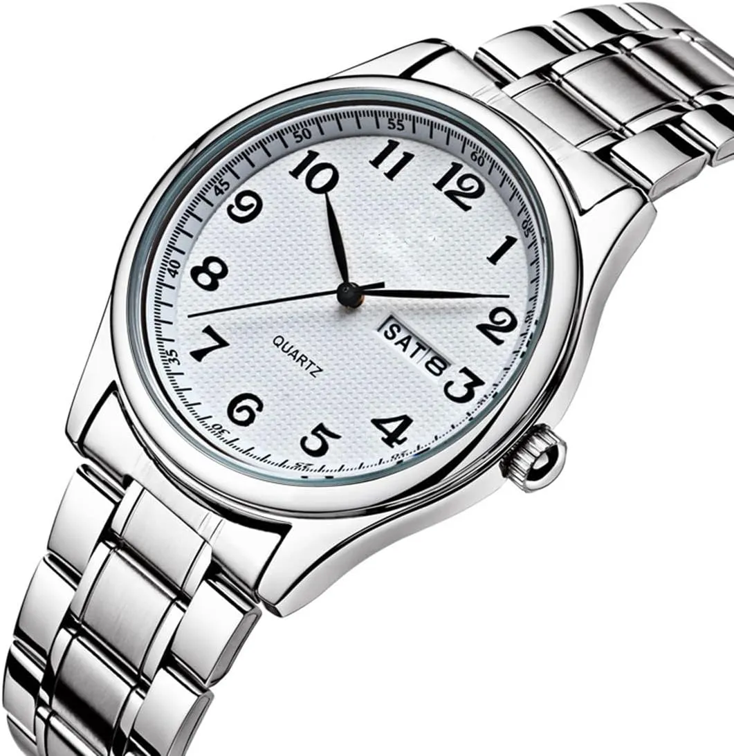 Men/Women Easy to Read The unspecified intercommunity indecipherable dial Quartz Wrist Watches Classic Silver Stainless Steel Waterproof Business Dress Wrist Watch Watches 