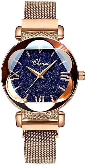 Mesh Band Bracelet Waterproof Bracelet Dress Watches MASTOP wintry capacity Fashion Simple Womens Watch Stainless Steel Magnetic 
