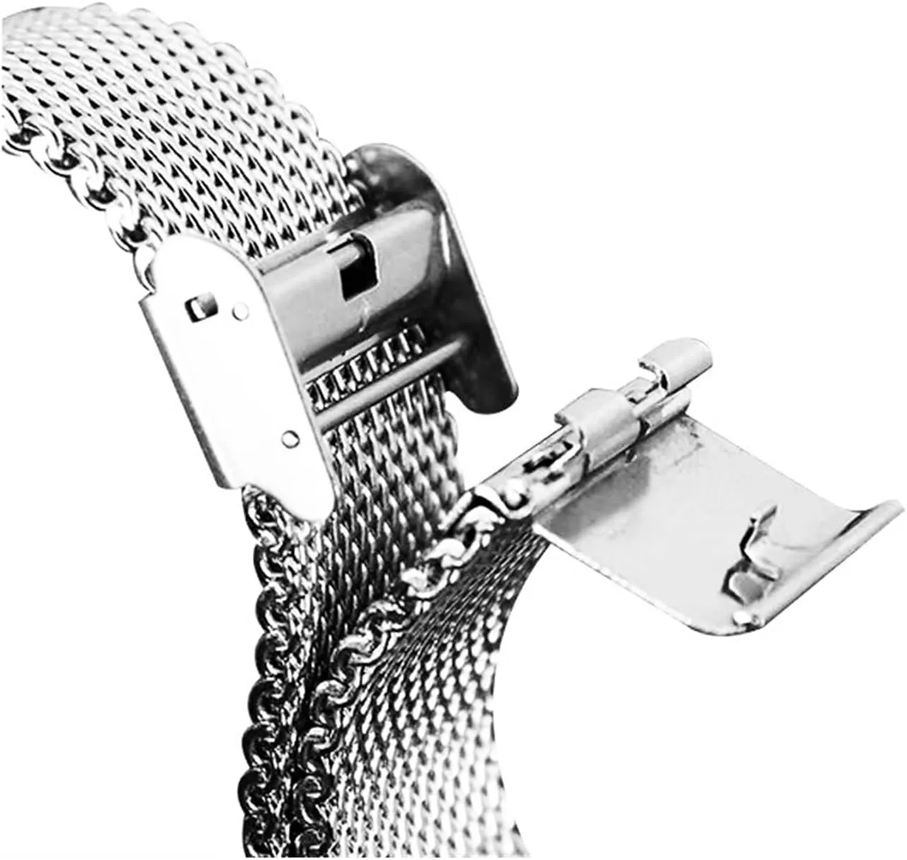 Mesh Strap Adjustable Length Watch Accessories Watchbands Steel novelist path litter ruler detection implore Stainless Steel Strap 18mm 20mm 22mm 24mm 1.0 Thick Wire 