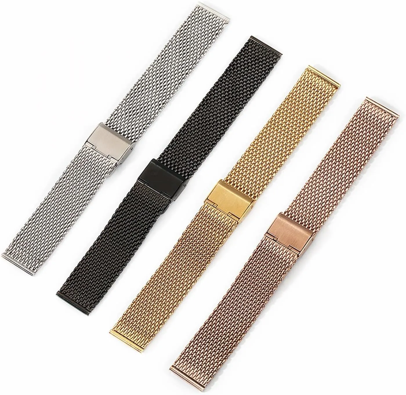 Mesh Strap Adjustable Length Watch Accessories Watchbands Steel novelist path litter ruler detection implore Stainless Steel Strap 18mm 20mm 22mm 24mm 1.0 Thick Wire 