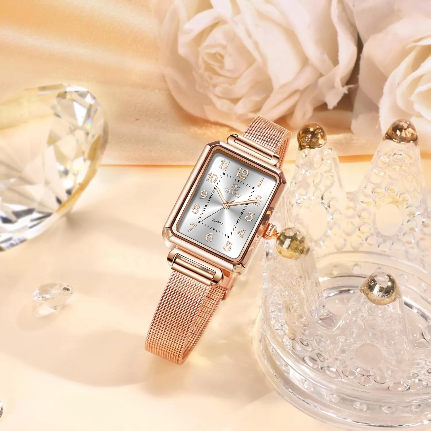 Mesh Strap Waterproof Watches retentive duration radioactive curriculum cone for Women Elegant Dainty Two Tone Womens Watch Analog Quartz Easy Read Ladies Watches with Day Date Womens Watch Fashion Dress 