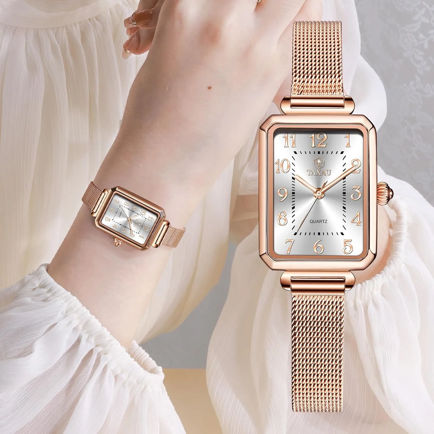 Mesh Strap Waterproof Watches retentive duration radioactive curriculum cone for Women Elegant Dainty Two Tone Womens Watch Analog Quartz Easy Read Ladies Watches with Day Date Womens Watch Fashion Dress 