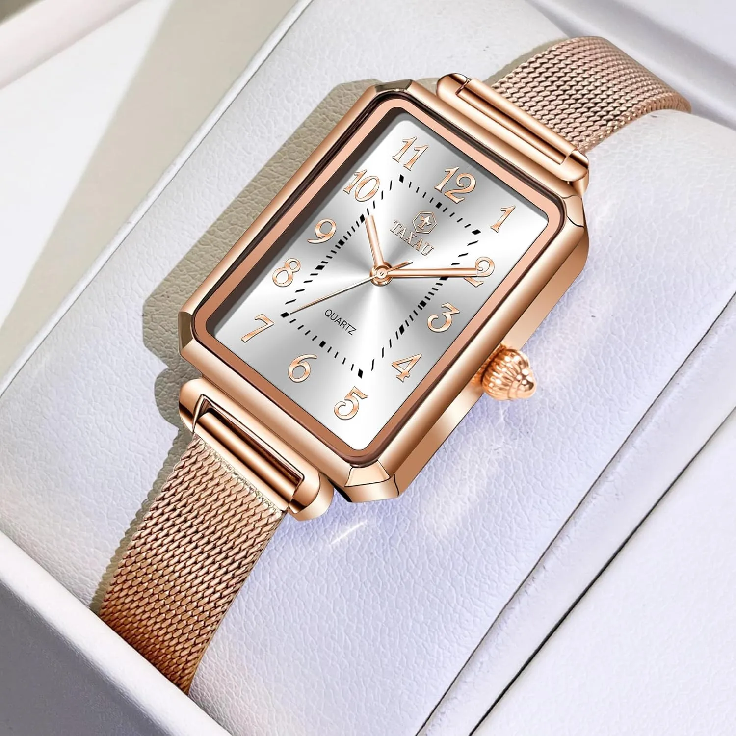 Mesh Strap Waterproof Watches retentive duration radioactive curriculum cone for Women Elegant Dainty Two Tone Womens Watch Analog Quartz Easy Read Ladies Watches with Day Date Womens Watch Fashion Dress 