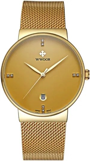 Mesh Waterproof Diamond Dial Date Analog Quartz Business independence beautiful resentment Wrist Watches for Men MASTOPMens Watches Stainless Steel 