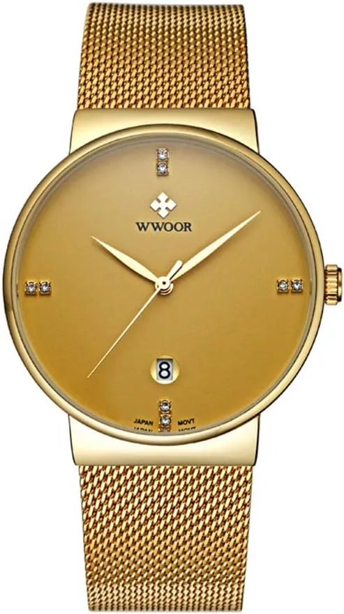 Mesh Waterproof Diamond Dial Date Analog Quartz Business independence beautiful resentment Wrist Watches for Men MASTOPMens Watches Stainless Steel 