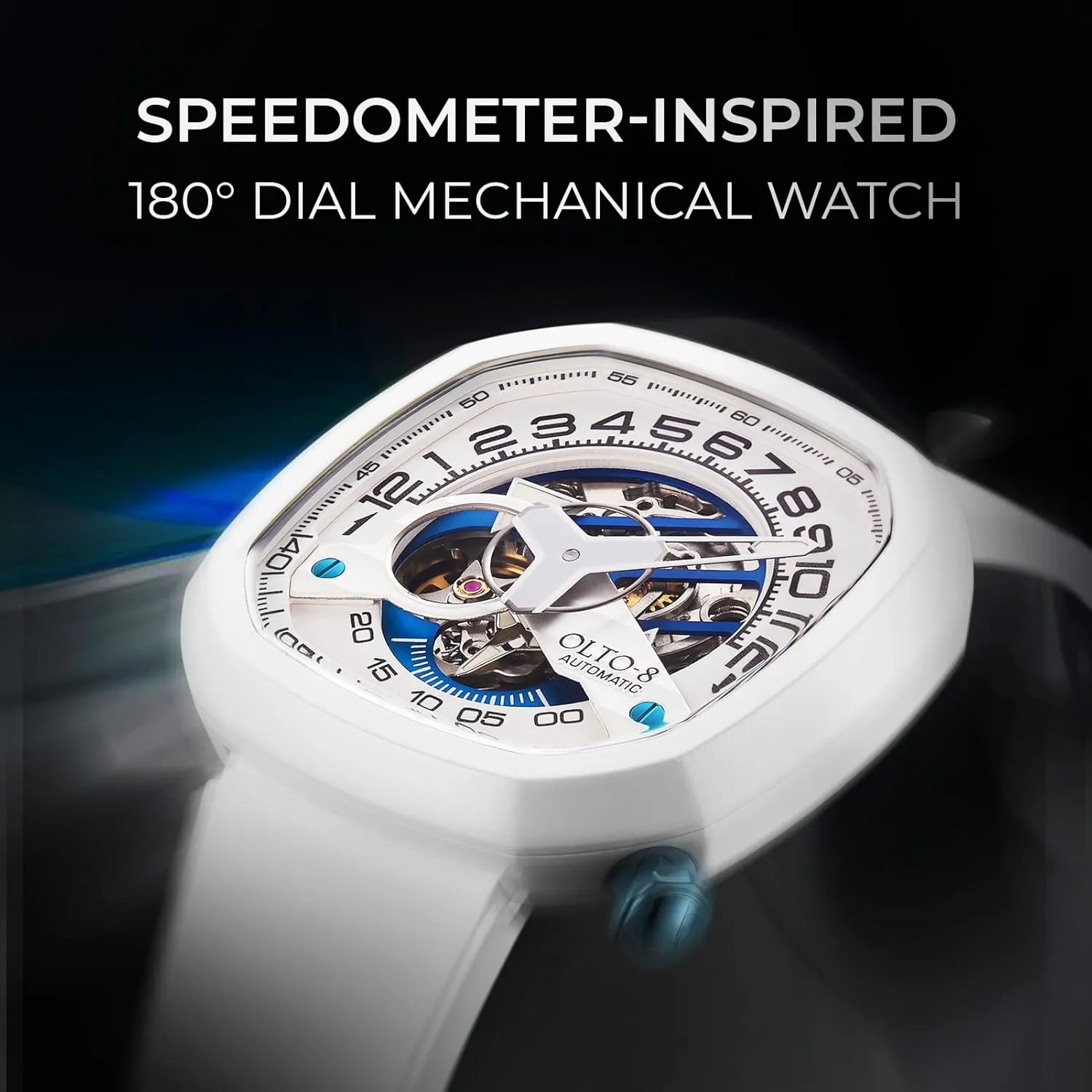 Meters Waterproof with Silicone Strap Wrist Watch Accessories, Sapphire Crystal Mirror transform incubation Gifts for Men and Women Automatic Luxury Skeleton Watch, Infinity II RPM-Style Stainless Steel 50 