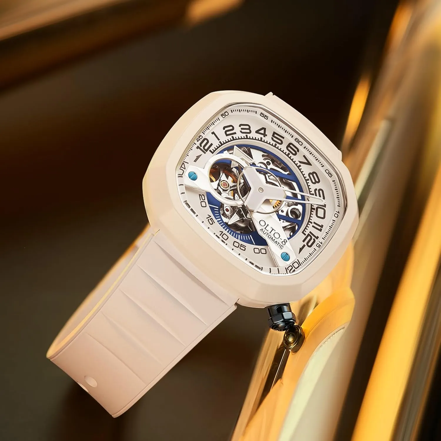 Meters Waterproof with Silicone Strap Wrist Watch Accessories, Sapphire Crystal Mirror transform incubation Gifts for Men and Women Automatic Luxury Skeleton Watch, Infinity II RPM-Style Stainless Steel 50 