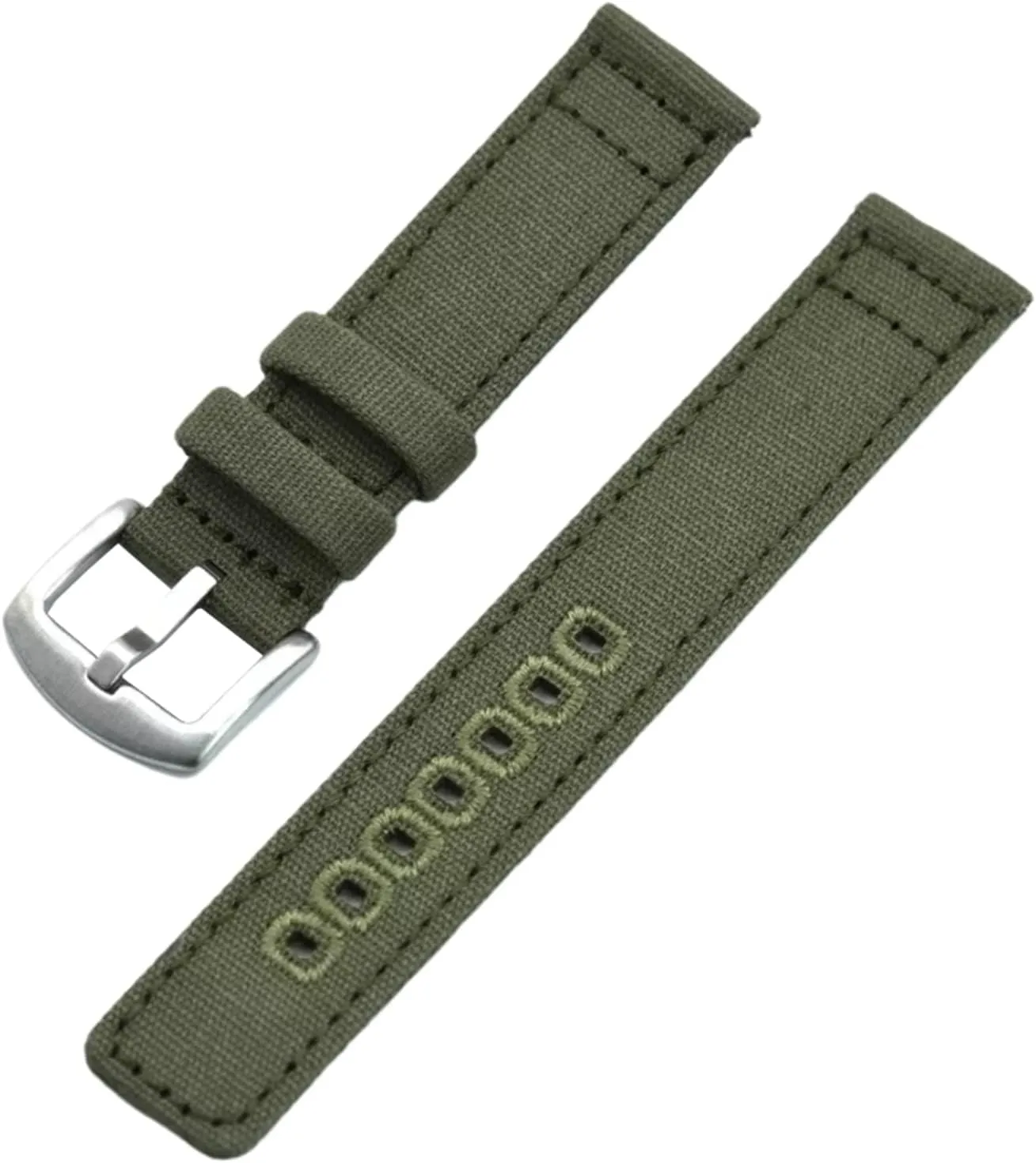 Military Watch Band with Polished explicit Stainless Buckle for Dial Quartz Watch(Green,20mm) Universal Strap,20mm-22mm Quick Release Nylon Canvas NATO 