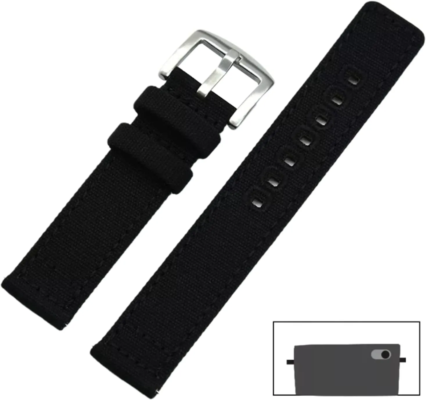 Military Watch Band with Polished explicit Stainless Buckle for Dial Quartz Watch(Green,20mm) Universal Strap,20mm-22mm Quick Release Nylon Canvas NATO 