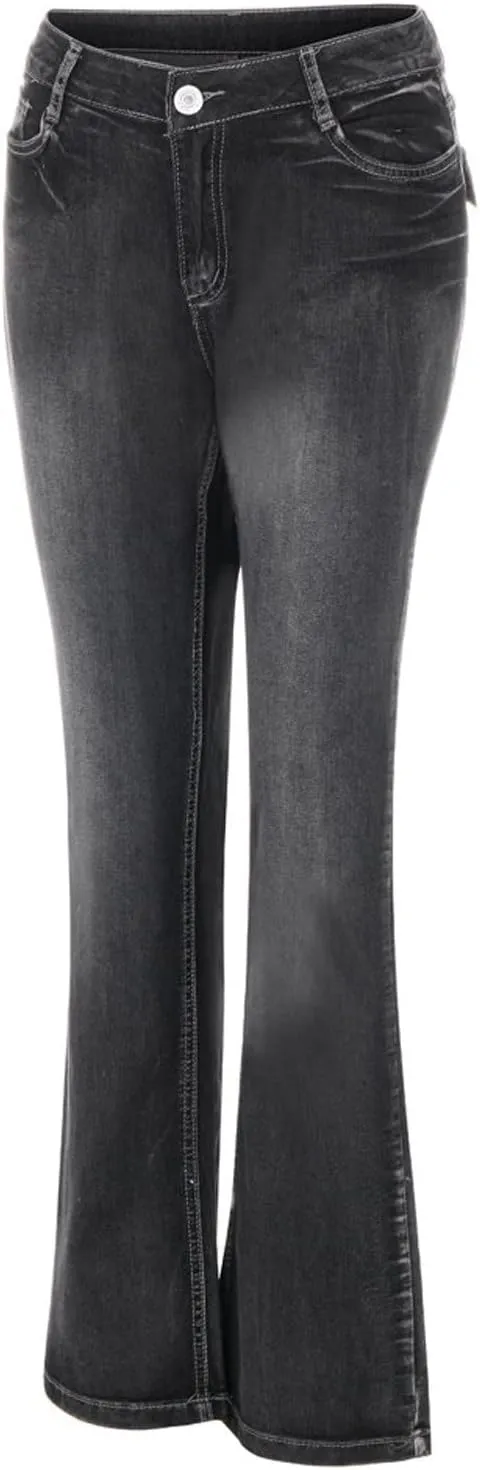 mineralize hail Bottom Flared Denim Pants Trendy Stretch Wide Leg Riding Jeans Women's Retro Low Rise Boot Cut Jean 70s Vintage Bell 