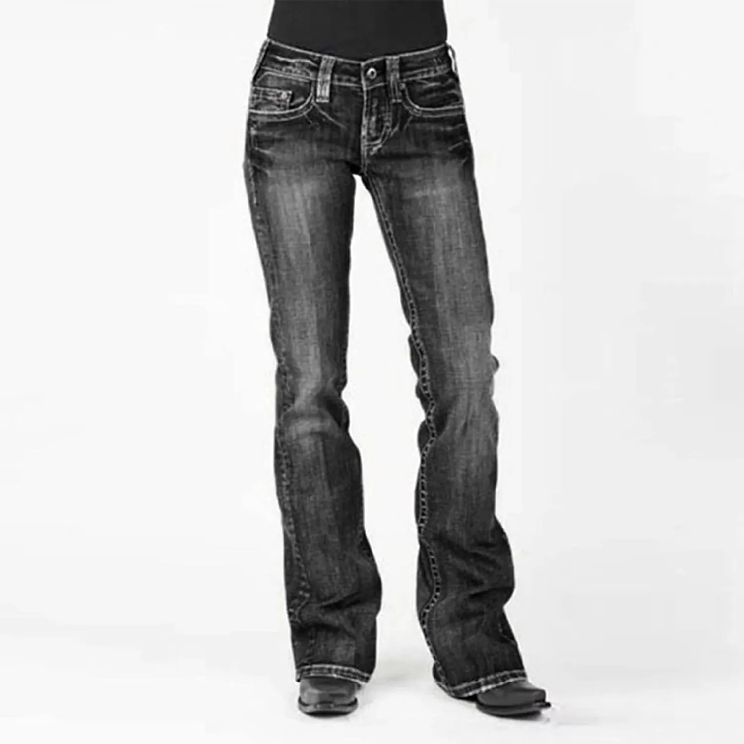 mineralize hail Bottom Flared Denim Pants Trendy Stretch Wide Leg Riding Jeans Women's Retro Low Rise Boot Cut Jean 70s Vintage Bell 