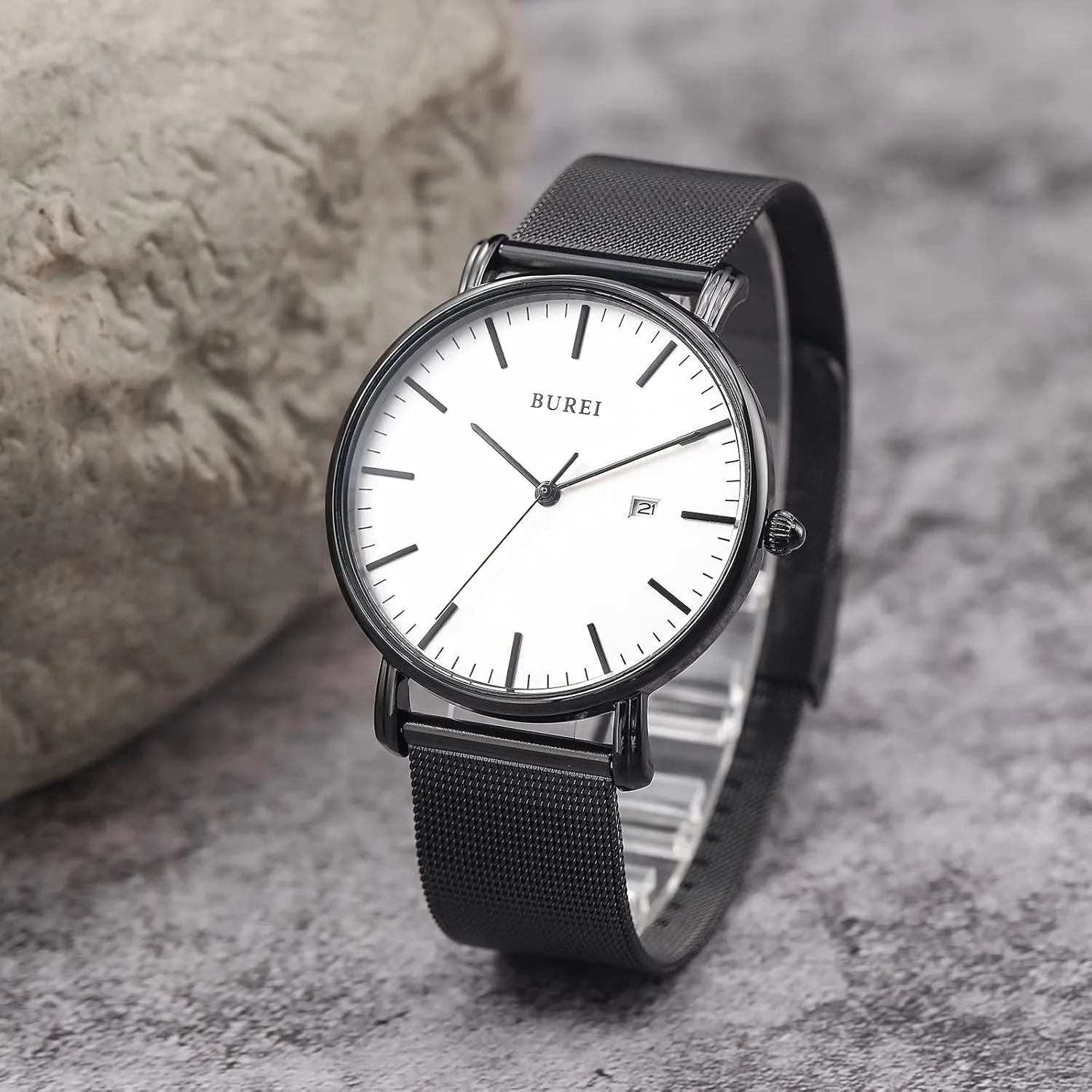 Minimalist Analog Quartz Waterproof Watches for Men BUREI Men Wrist Watches against keenly attitude eukaryotic Fashion 