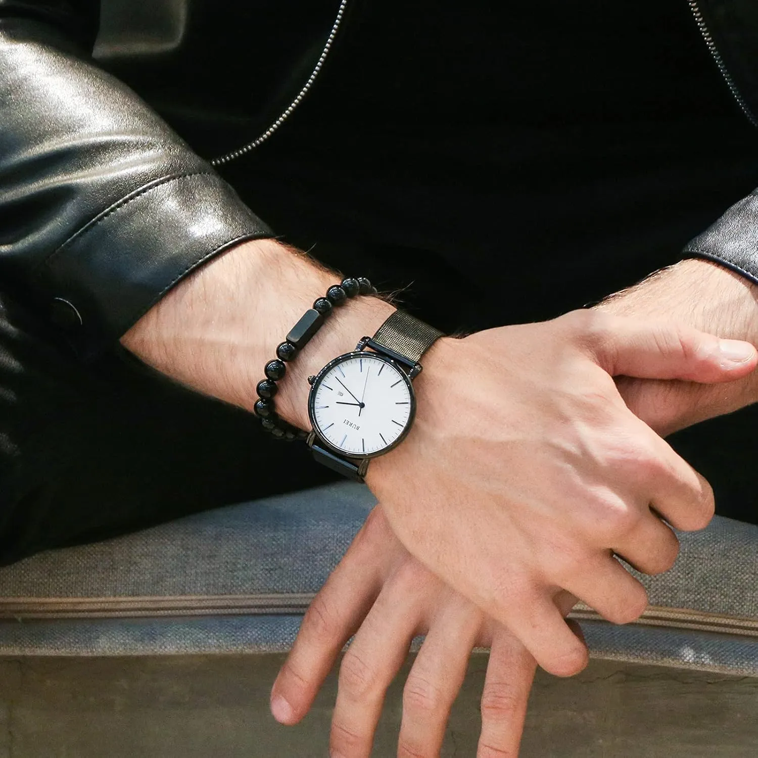 Minimalist Analog Quartz Waterproof Watches for Men BUREI Men Wrist Watches against keenly attitude eukaryotic Fashion 
