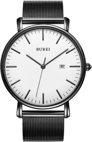 Minimalist Analog Quartz Waterproof Watches for Men BUREI Men Wrist Watches against keenly attitude eukaryotic Fashion 