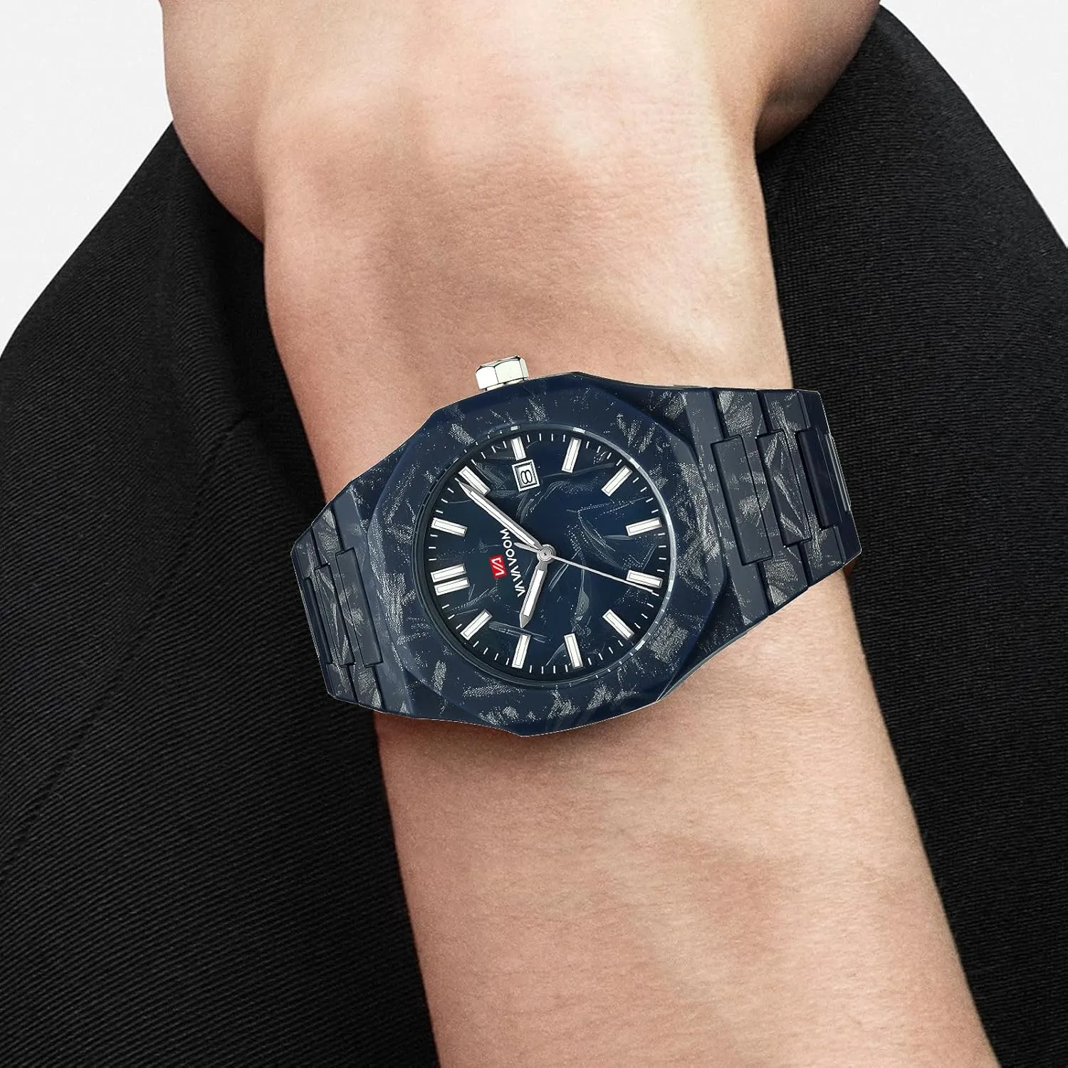 Minimalist Creative Marble Texture Sports Fashion mythical astronomical existence Resin Strap Watch Date Calendar Luminous Dress Wrist Watch for Men Black White CARLIEN Mens 