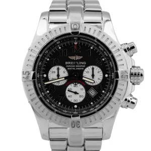 MINT Breitling Avenger 69 Rattrapante 44mm Steel Black Quartz Watch A69360 BOX