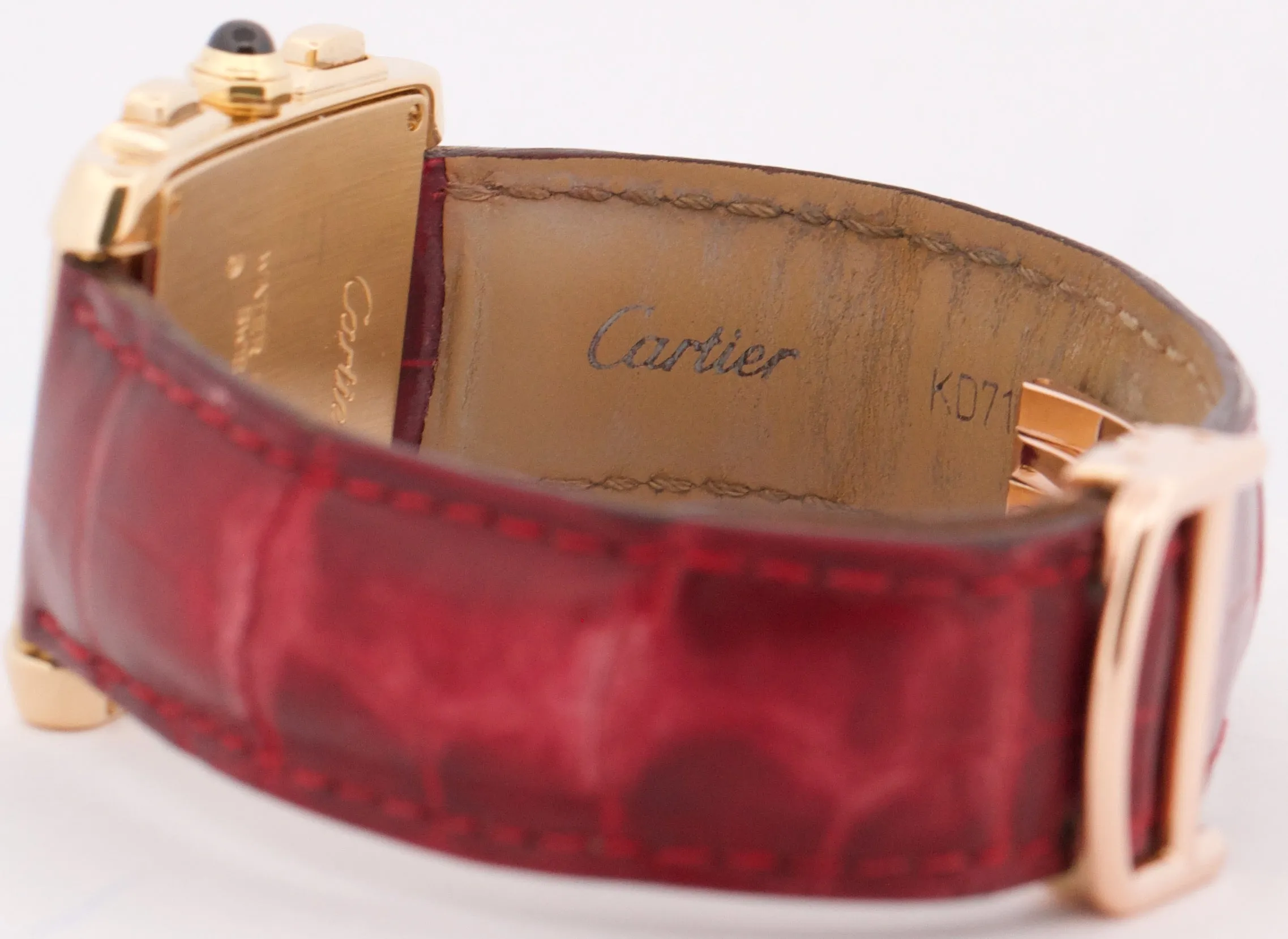 MINT Cartier Tank Francaise Chronograph IVORY 18K Gold Quartz 28mm 1830 W500556
