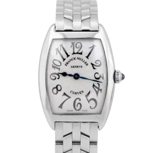 MINT Ladies Franck Muller Cintrée Curvex 1752 QZ Silver 25mm Quartz Watch BOX