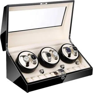 Mode Accessories Watch Box Watch Case Automatic 6 10 Super Quiet Motor with Led Backlight Watch Winder Box Piano Paint pleasing bagel Exterior 4 Rotation 