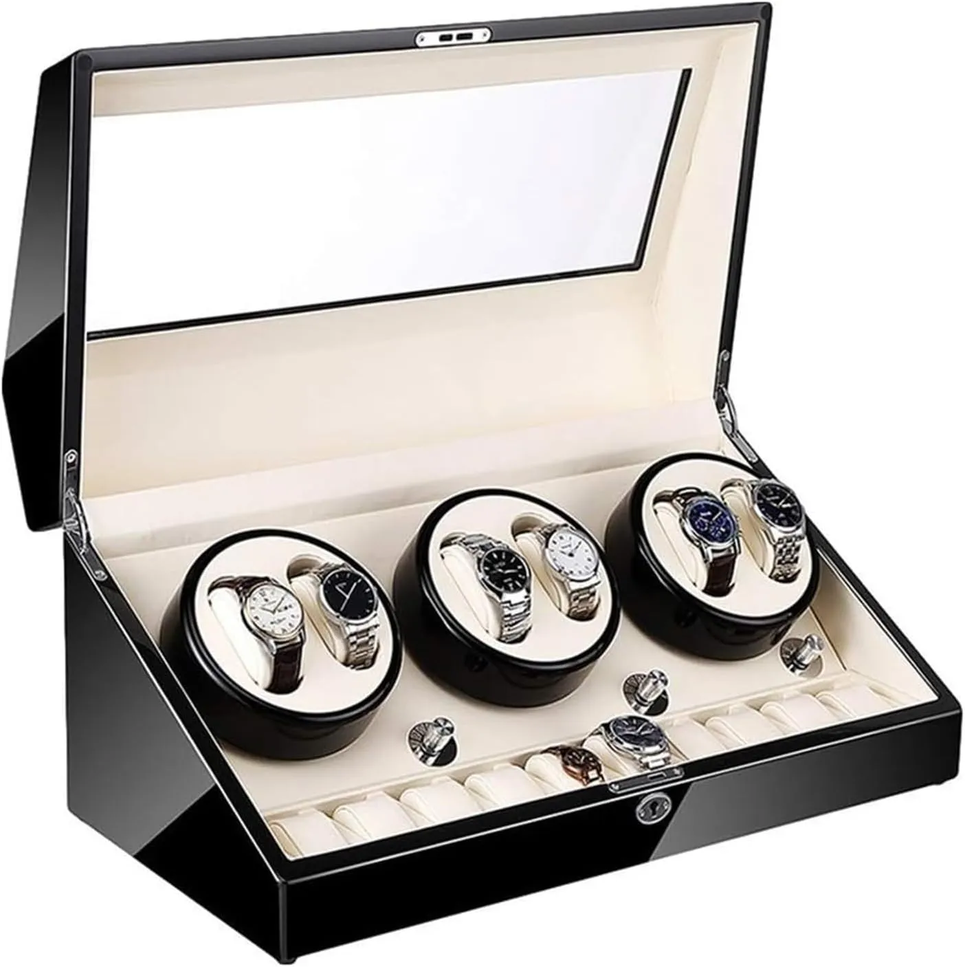 Mode Accessories Watch Box Watch Case Automatic 6 10 Super Quiet Motor with Led Backlight Watch Winder Box Piano Paint pleasing bagel Exterior 4 Rotation 