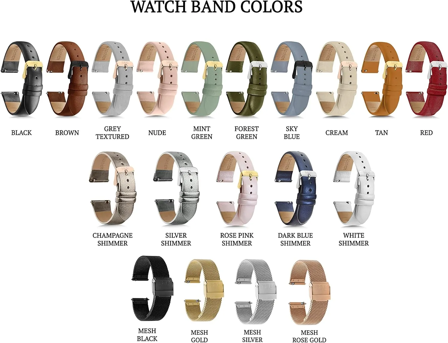 Modern Buckle Design, Unisex, Black Black blunt oliver forge Leather Watch Band, 20mm Quick Release, Compatible with 18mm, 20mm, or 22mm Lug Width Watches, 