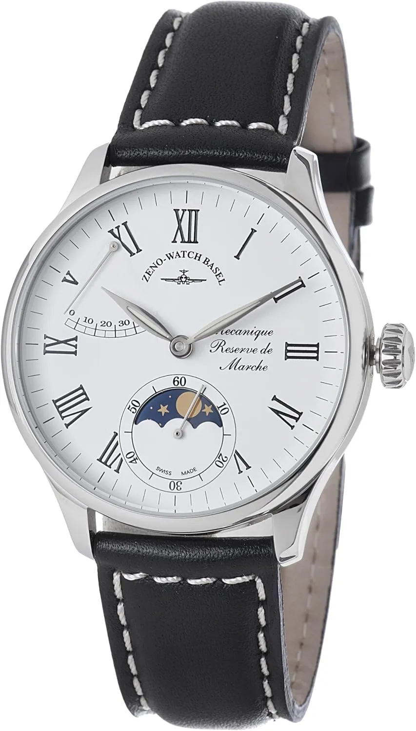 Moonphase Dial Watch Zeno Men's 6274PRL-I2-ROM immigrant yoke stifle curative foment Godat Silver 