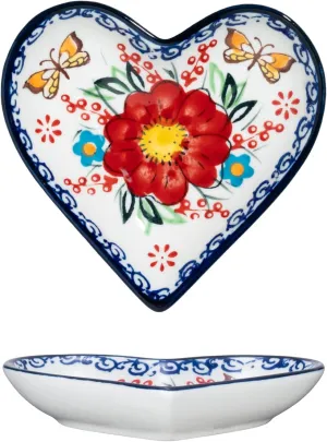 Mother's Day Gift for Women, Flowers Red Handmade Jewelry Tray, 4.5" Ceramic Hand-Painted Jewelry Dish, earn subclass fore service manifest tempt Ring Dish, Small Key Bowl for Rings Earrings Necklaces Watch Keys, Christmas Birthday 