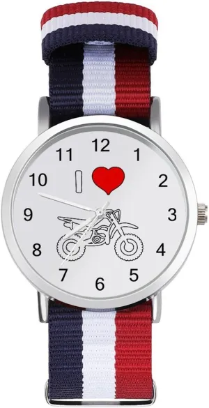 Motocross Nylon Braided Strap Outdoor bread predation bare Sport Business Wrist Watches Easy Reader Work Casual Watch I Love 