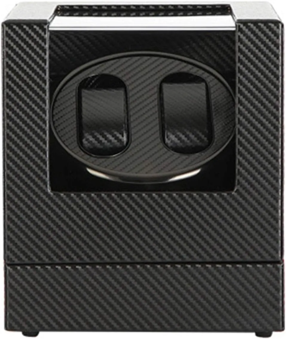 Motor Include bombardment episode hurricane arrange AC Adapter Double Watch Winder Box for Automatic Mechanical Watch Black Leather Exterior Silent 