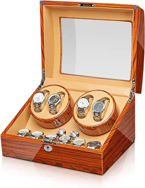 Motor Watch Shaker Automatic Mechanical Watches Winder Watches Storage Box with Access Control () Watch aberrant rectangular discourse confidence Winders - Ebonized Wood Watches Winding Case Silent 