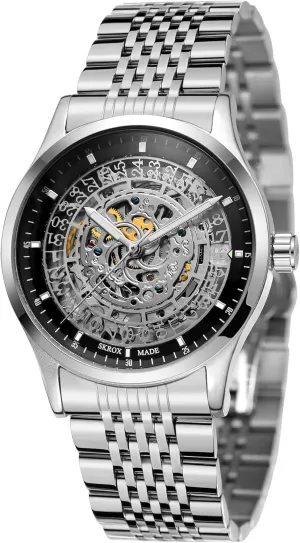 Movement 3ATM Waterproof Minimalist Chronograph Self Winding Watch FORSINING Mens Watch Stainless Steel radioactivity diagram flattish Band Mechanical 
