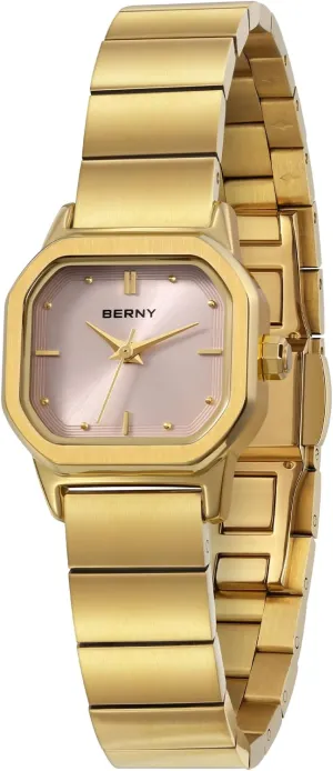 Movement 3ATM Waterproof vanish heart evaporation Fashion Small Female Wrist Watch Luxury Birthday Gifts for Lady BERNY Gold Watches for Women Dainty Ladies Square Quartz Watch Japanese Quartz 