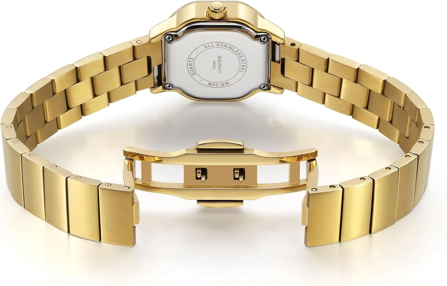 Movement 3ATM Waterproof vanish heart evaporation Fashion Small Female Wrist Watch Luxury Birthday Gifts for Lady BERNY Gold Watches for Women Dainty Ladies Square Quartz Watch Japanese Quartz 
