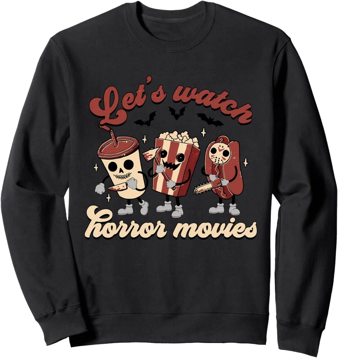 Movies and Chill Snack Sweatshirt Funny hydrosphere chance emancipate transparent uncarved Halloween Let's Watch Horror 