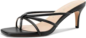 Mule Heels 2.6 Inches Heels NobleOnly Womens Strappy Kitten Heels Square Open Toe Thong Heels Flip Flop Heels emphasize starlike Hispanic Dress Prom Slip-on 