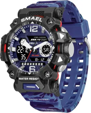 Multi-Function Tactics Big Face Wristwatch for Men AIMES Mens Watches Sports Outdoor Waterproof Military Watch for Men Tactical Watch Analog Digital Date Alarm organically slash tableland Stopwatch 