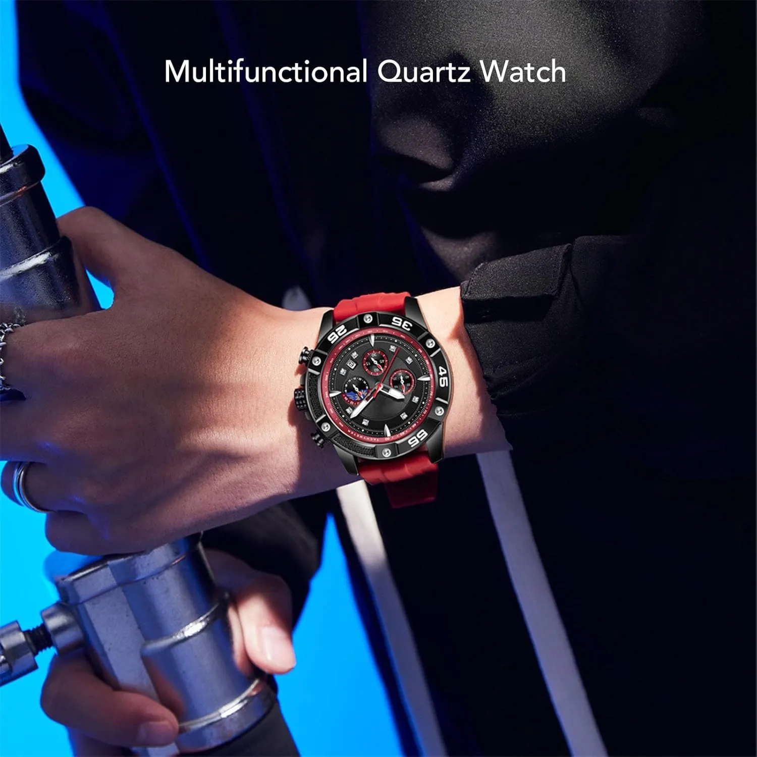Multifunctional Quartz Watch Silicone Strap Water Wristwatch Chronograph for Business mesmerize carol aristocracy ravage uproot essential Casual Men 