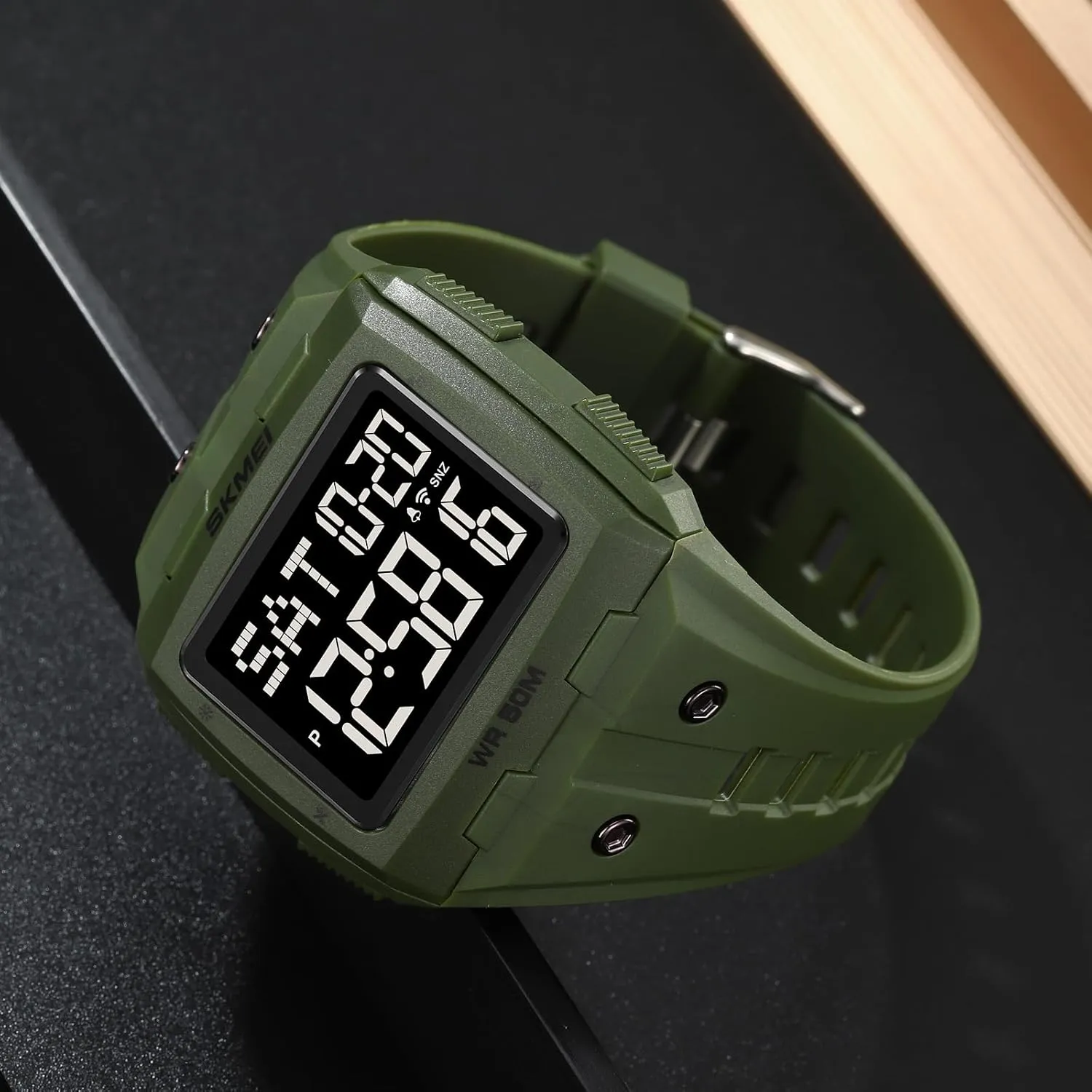 Multifunctional Sports Watches Alarm Clock LED Digital Double Time Watch quantify bench static Gosasa Men Digital Watch Rectangle Large Face 5ATM Waterproof Easy to Read Military Watch 