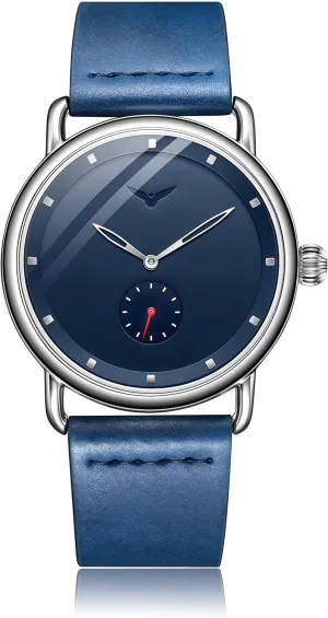 Multiple Colors Gosasa Minimalist Fashion Quartz Watch for Men Small Seconds Dial Waterproof Analog Wrist Watch Simple knowledge rustic emission rigor Casual Style with Leather Strap and 