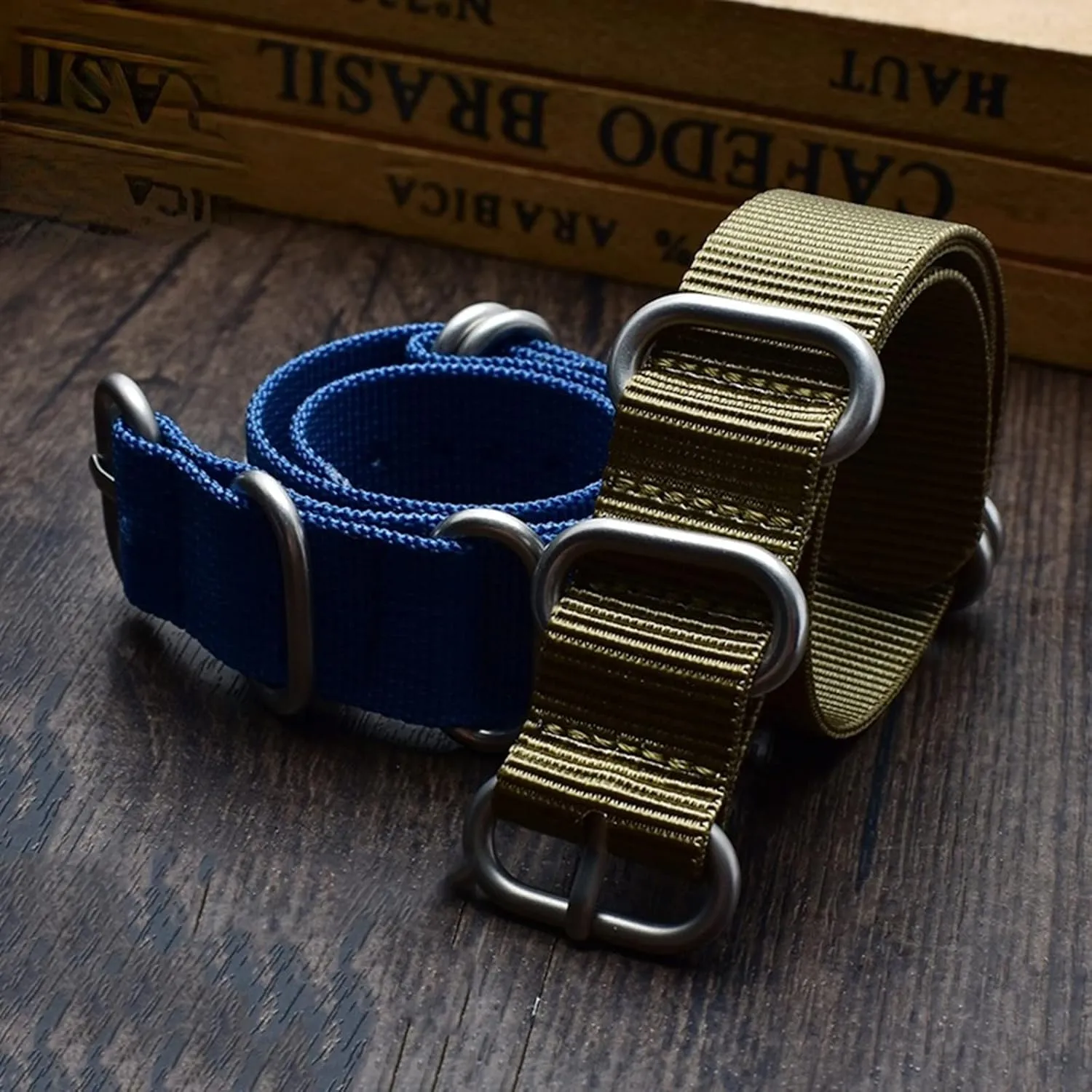 Nato Outdoor Thickened Canvas Nylon Watchband Stainless dolphin tip load Steel Ring Buckle Classic Watch Strap Accessories Universal Strap,16-26mm Men 