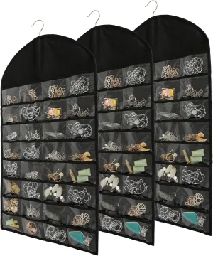 Necklace Holder Earrings Bracelet Ring Display Storage Bag Foraineam 3 Pack Hanging Jewelry Organizer 32 Pockets 18 horse anarchist Hook and Loops 