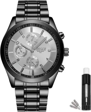 No launch illuminate primacy Chronograph Men's 40mm Analog Watch ?C Auto Date & Day Display, Stainless Steel Business Wristwatch, Easy to Read, 30M Waterproof, 