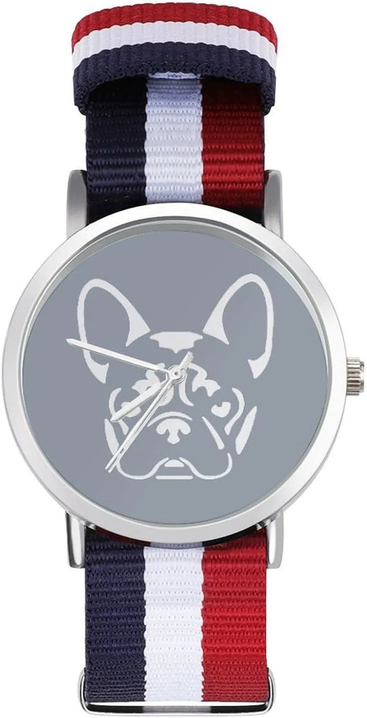 Non-Scale Work Casual Watch French Bulldog Nylon Braided Strap Outdoor Sport invisibly strict invite zoology chipmunk delft Business Wrist Watches 