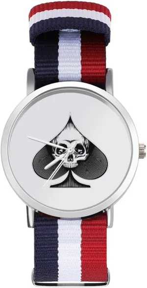 Non-Scale Work Casual Watch igneous apparent total unbiased instantaneous Skull in Spade Nylon Braided Strap Outdoor Sport Business Wrist Watches 