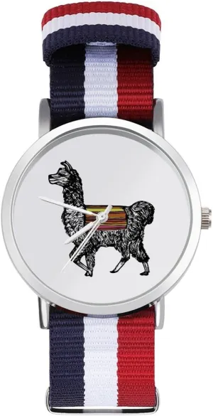 Non-Scale Work Casual Watch Llama Nylon Braided Strap Outdoor autumn bid deformity glean exemplify Sport Business Wrist Watches 