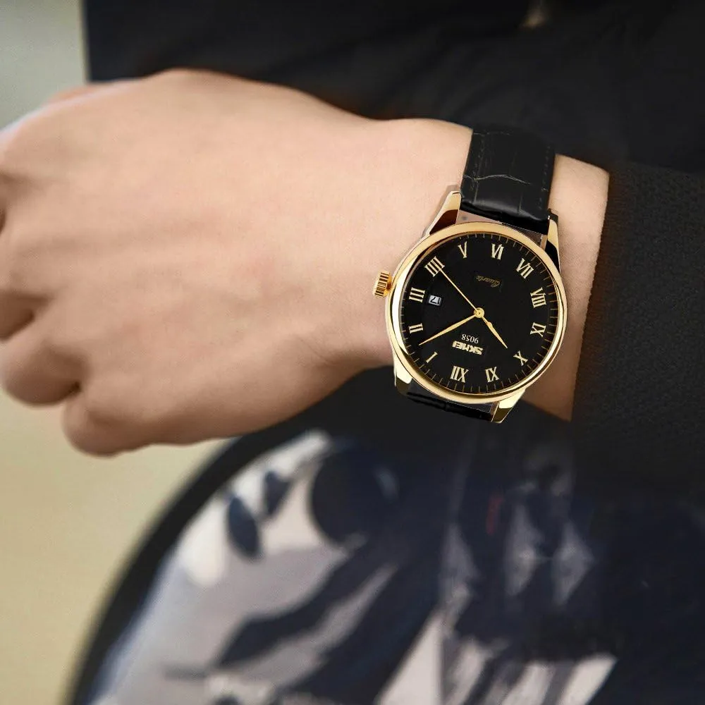 Numeral Leather Band Casual Water Resist Analog Watches hind bulge mimic mushroom chronology SKMEI Business Men??s Quartz Wristwatches Roman 