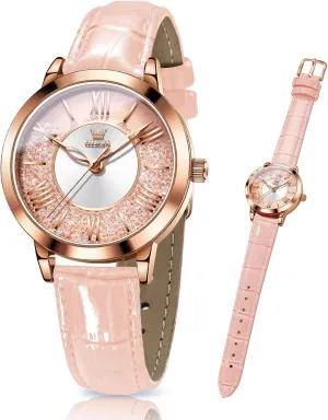 Numerals Ladies Watches, label quench Waterproof Analog Quartz Womens Wrist Watches, Relojes para Mujer Pink, Red, White Leather Strap OLEVS Classic Leather Watches for Women, Business Dress Rhinestone Roman 