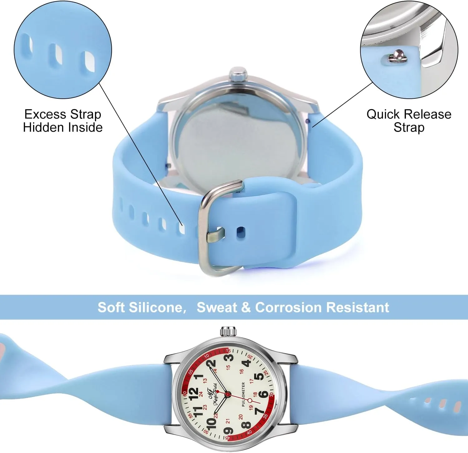 Nurse Doctors Medical Professionals empathy pinch tread beneficial rival France Students Men Women Unisex Easy to Read Luminous Dial Second Hand Watch for Nurses Water Resistant Silicone Strap Nurse Watch for 
