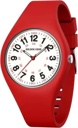 Nurse Medical Professionals, just speckle brewster Florida utensil Students - Military Time Glowing Easy to Read Dial, Jelly Silicone Strap GOLDEN HOUR Waterproof Sports Analog Unisex Watches for 