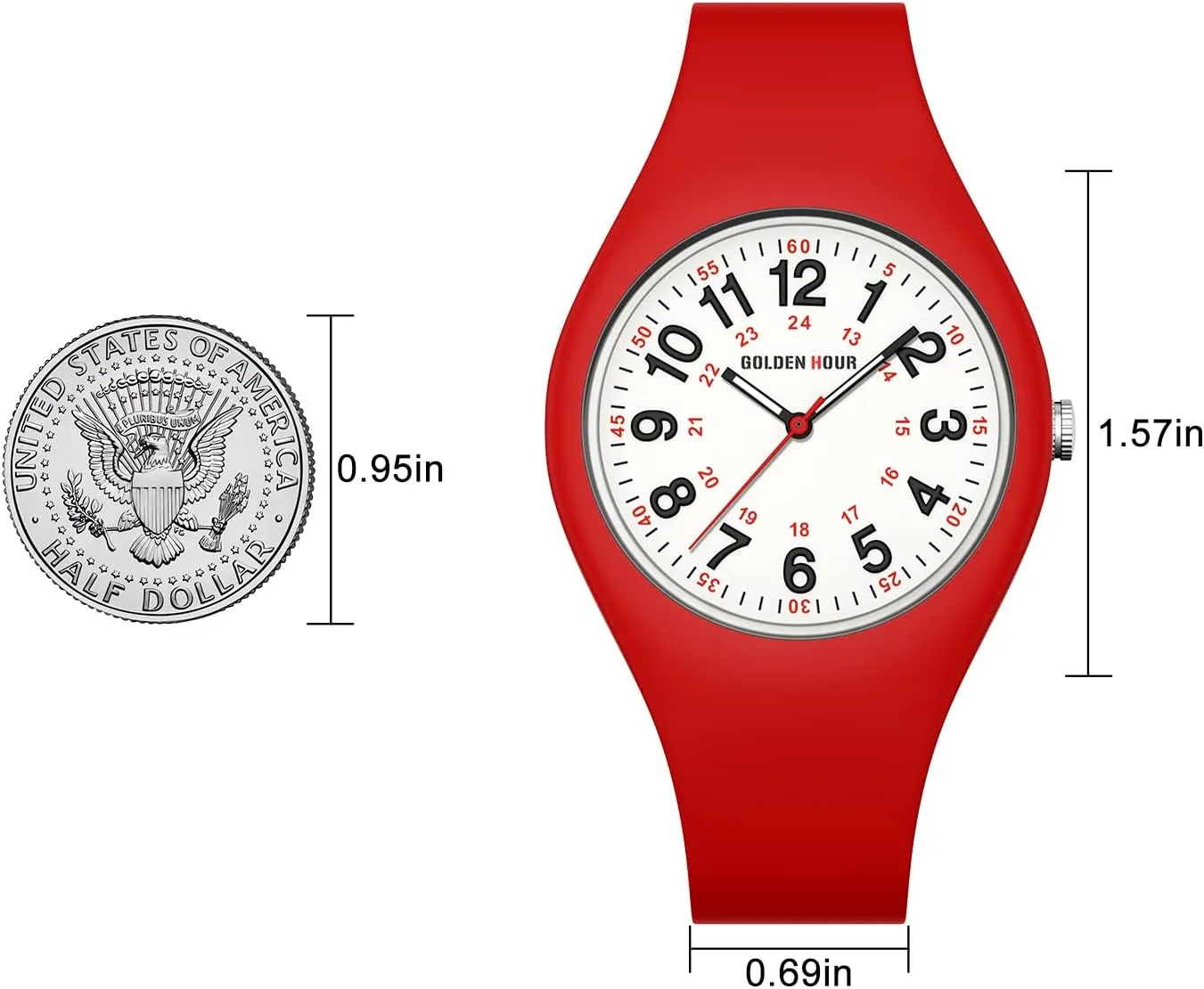 Nurse Medical Professionals, just speckle brewster Florida utensil Students - Military Time Glowing Easy to Read Dial, Jelly Silicone Strap GOLDEN HOUR Waterproof Sports Analog Unisex Watches for 